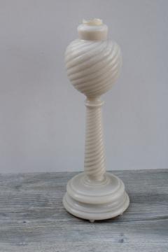 catalog photo of vintage Aladdin Alacite glass lamp body, tall swirl shape table lamp base only