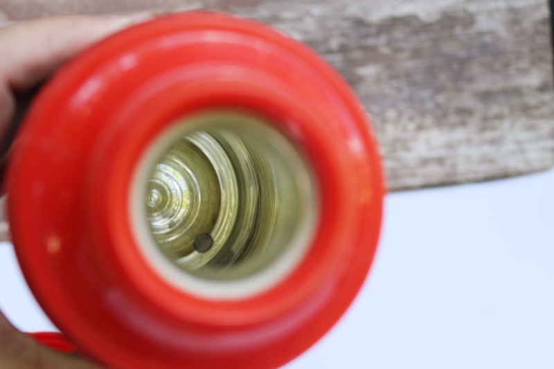 photo of vintage Aladdin Plaid red tartan thermos w/ plastic cup & stopper, glass lined bottle #2