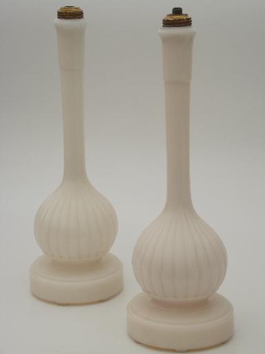 photo of vintage Aladdin glass lamps, art deco alacite milk glass lamp bases #1