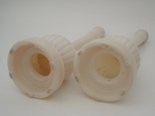 photo of vintage Aladdin glass lamps, art deco alacite milk glass lamp bases #4