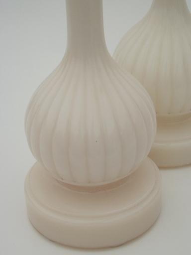 photo of vintage Aladdin glass lamps, art deco alacite milk glass lamp bases #6