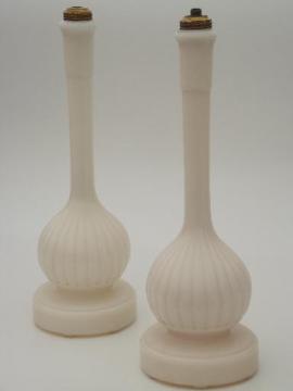 catalog photo of vintage Aladdin glass lamps, art deco alacite milk glass lamp bases