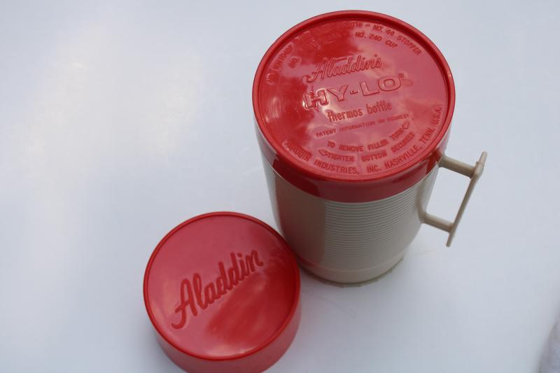 photo of vintage Aladdin plastic thermos bottle, wide mouth pint super food flask type #4