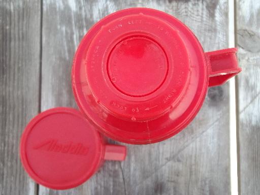 photo of vintage Aladdin red plaid thermos bottle for camping, picnics #5