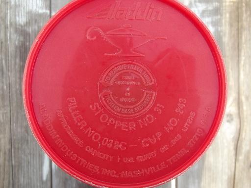 photo of vintage Aladdin red plaid thermos bottle for camping, picnics #7