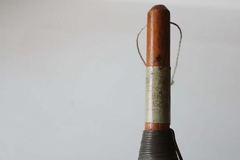 photo of vintage Amana Colonies hand crafted primitive broom, hearth whisk brush wire wrapped wood handle  #4