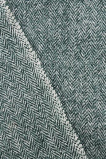 photo of vintage Amana label herringbone wool blanket, travel size throw, car or camp blanket #3