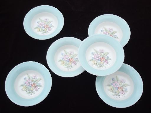 photo of vintage American Limoges china bowls, Oslo or Norway blue band border #1