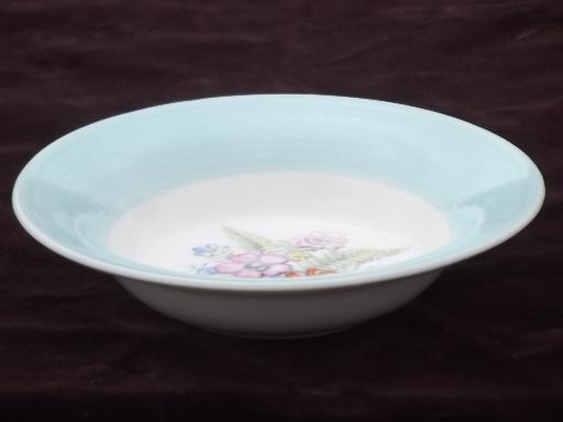 photo of vintage American Limoges china bowls, Oslo or Norway blue band border #2