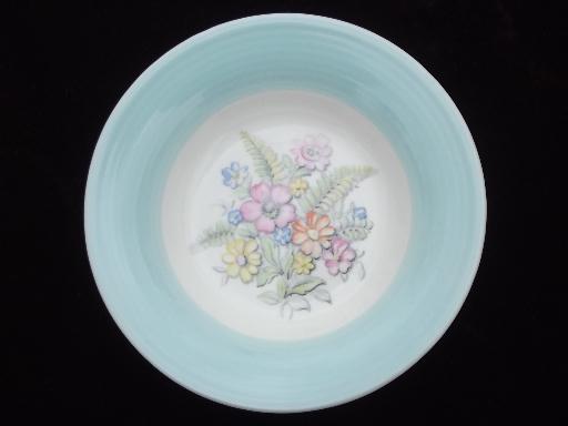 photo of vintage American Limoges china bowls, Oslo or Norway blue band border #3