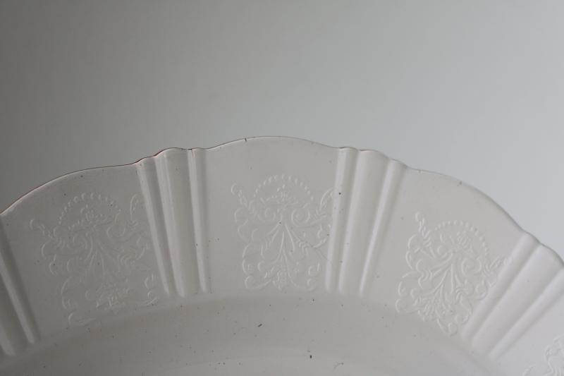 photo of vintage American Sweetheart pink depression glass platter, rare factory second #3