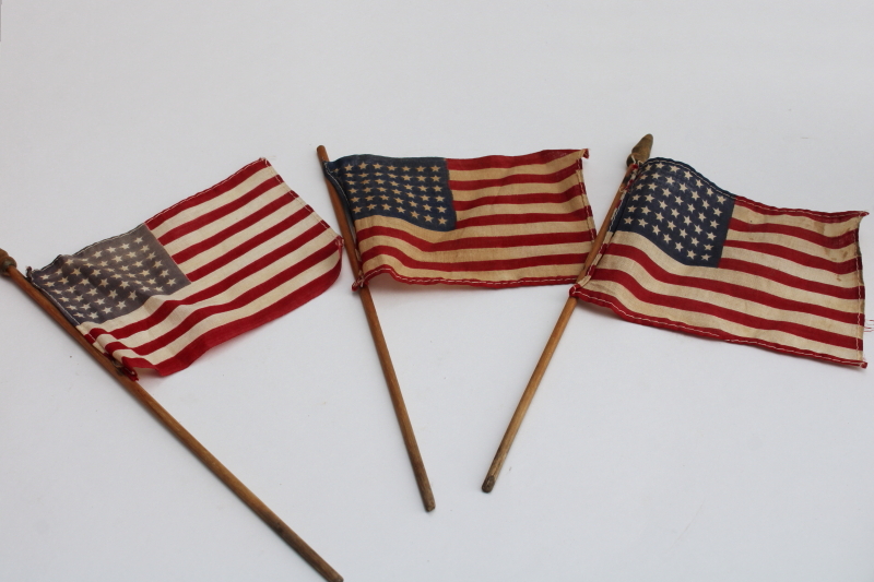 photo of vintage American flags lot, old 48 star flags, 50 star flag marked made in USA  #4