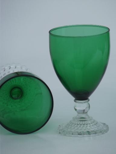 photo of vintage Anchor Hocking Berwick forest green / crystal water or wine glasses #2