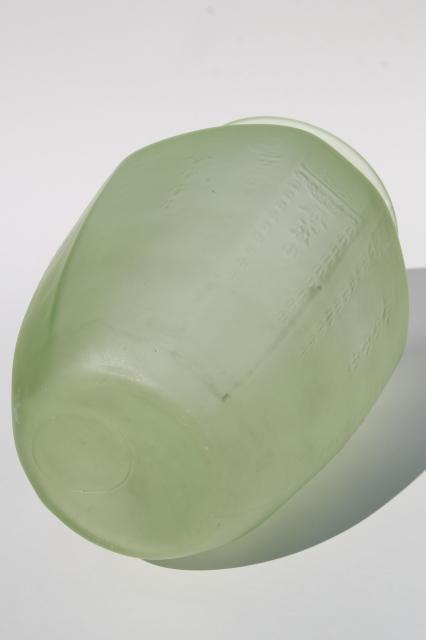 photo of vintage Anchor Hocking Cameo pattern green depression glass vase, satin frosted finish #6