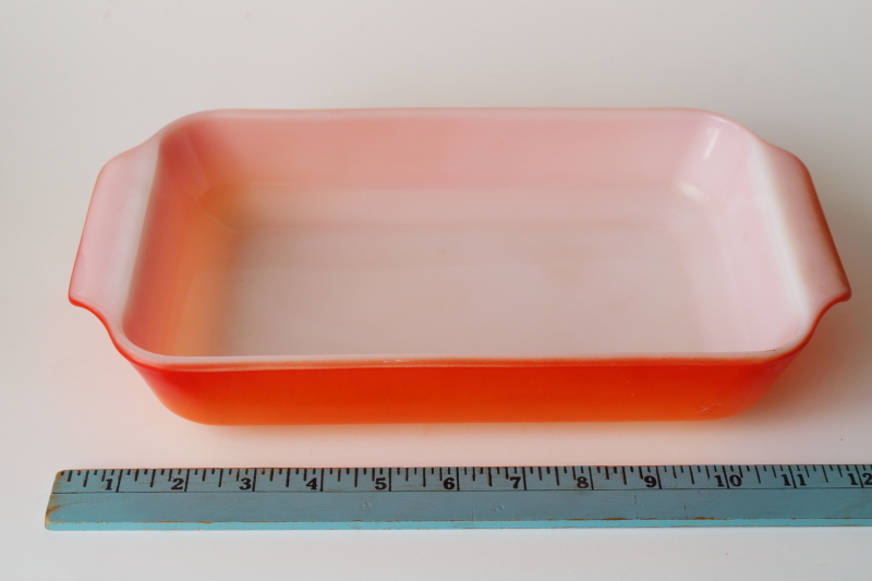 photo of vintage Anchor Hocking Fire King glass baking pan 1 1/2 qt flame orange ombre 432  #2