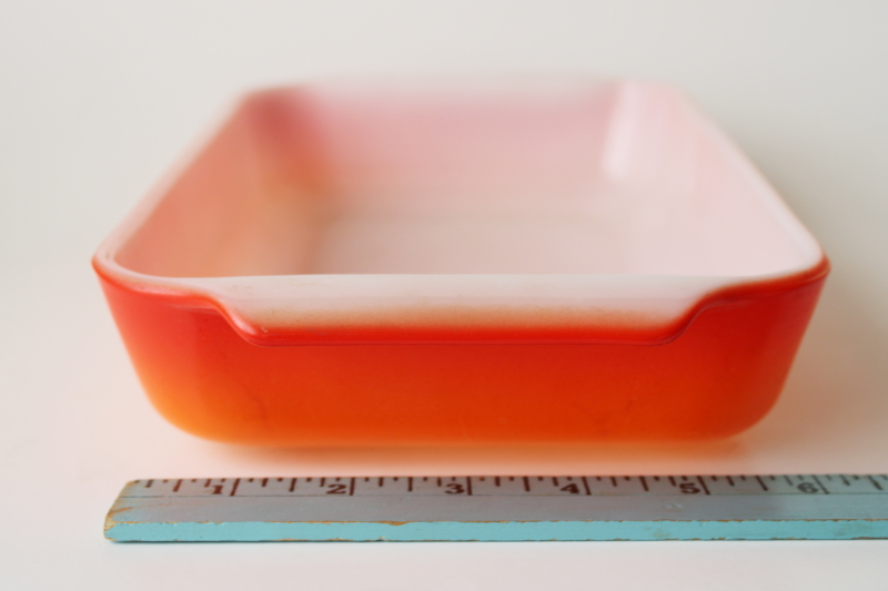 photo of vintage Anchor Hocking Fire King glass baking pan 1 1/2 qt flame orange ombre 432  #5