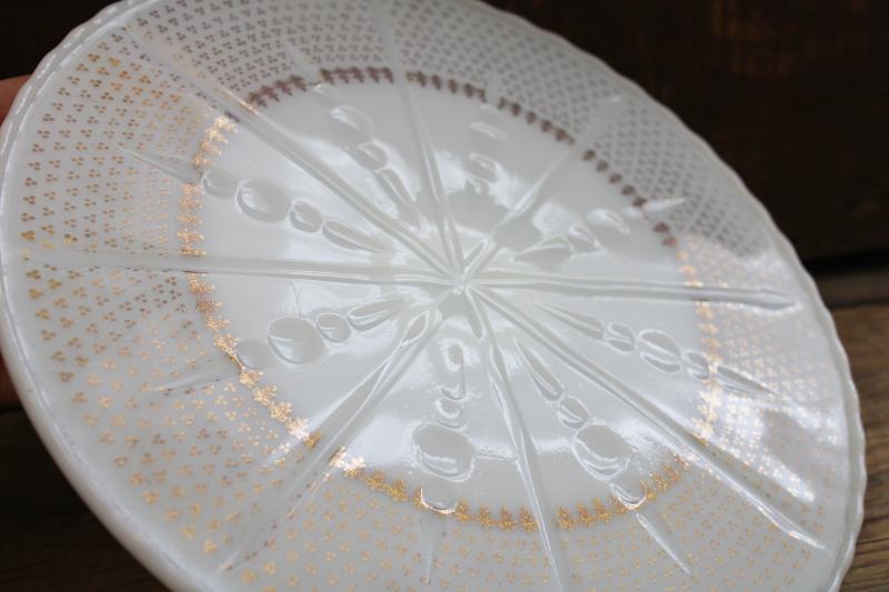 photo of vintage Anchor Hocking Fire King ivory glass cake stand, pedestal cake plate #2