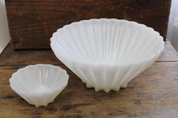 vintage Anchor Hocking Fire King milk glass chip & dip set, Rachel star pattern