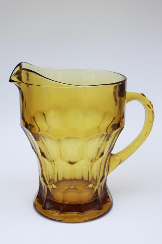 photo of vintage Anchor Hocking Georgian honeycomb pattern pitcher, topaz amber glass  #1