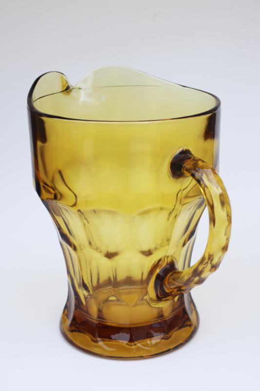 photo of vintage Anchor Hocking Georgian honeycomb pattern pitcher, topaz amber glass  #3