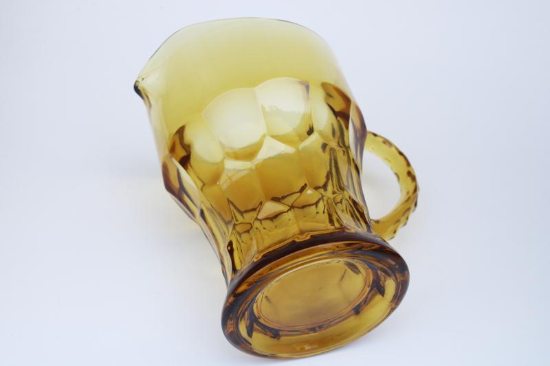 photo of vintage Anchor Hocking Georgian honeycomb pattern pitcher, topaz amber glass  #4