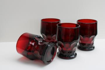 catalog photo of vintage Anchor Hocking Georgian pattern tumblers, royal ruby red drinking glasses