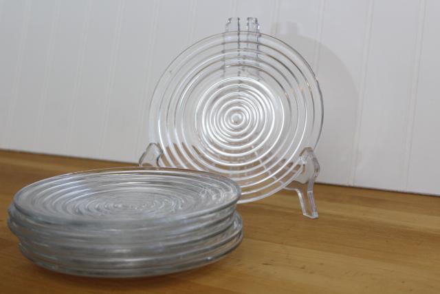 photo of vintage Anchor Hocking Manhattan pattern depression glass, set of 6 small plates #4