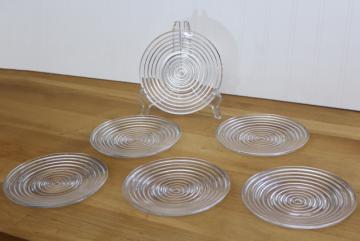 catalog photo of vintage Anchor Hocking Manhattan pattern depression glass, set of 6 small plates