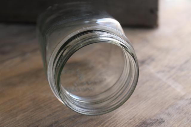 photo of vintage Anchor Hocking Mason jar, square pint size clear glass canning jar #3