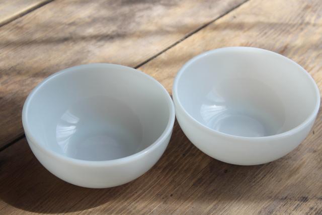 photo of vintage Anchor Hocking Oven Proof white glass bowls, heavy restaurant ware milk glass #3