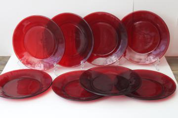 catalog photo of vintage Anchor Hocking Royal Ruby red glass dinner plates set of 8