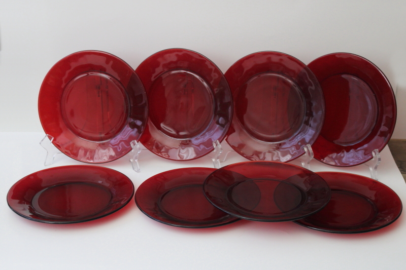 photo of vintage Anchor Hocking Royal Ruby red glass salad plates set of 8 #1