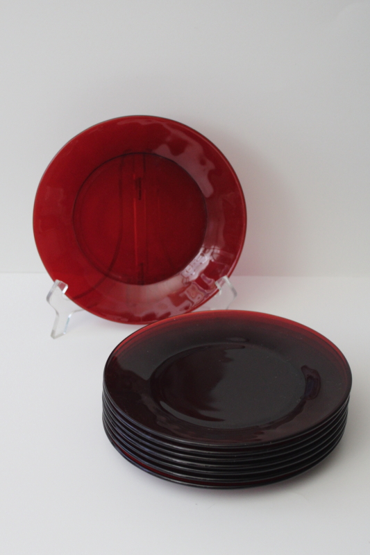 photo of vintage Anchor Hocking Royal Ruby red glass salad plates set of 8 #4