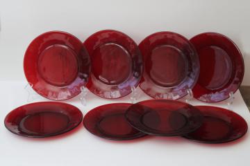 catalog photo of vintage Anchor Hocking Royal Ruby red glass salad plates set of 8