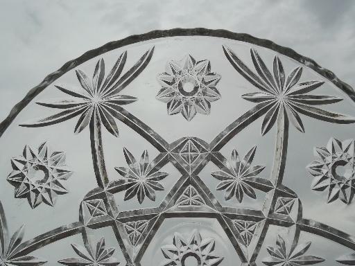 photo of vintage Anchor Hocking Star of David pressed glass cake platter / serving plate #4