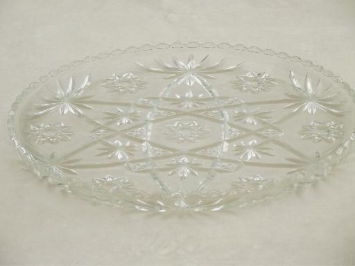 photo of vintage Anchor Hocking Star of David pressed glass cake platter / serving plate #5