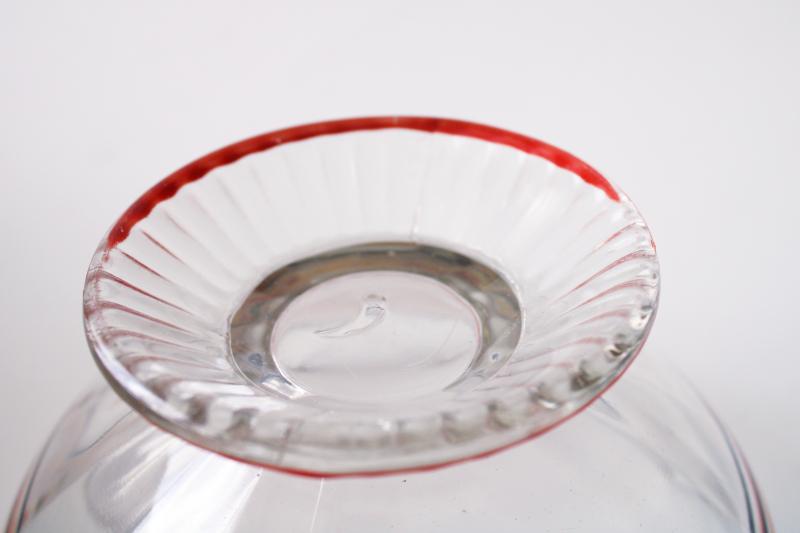 photo of vintage Anchor Hocking banded ring ding pattern depression glass bowl painted stripes #3