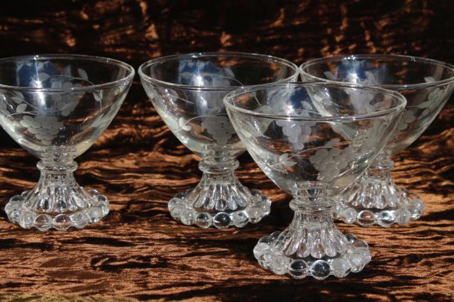 photo of vintage Anchor Hocking boopie bubble foot tumblers & sherbets w/ cut grapes #2