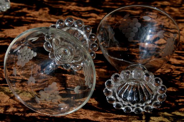 photo of vintage Anchor Hocking boopie bubble foot tumblers & sherbets w/ cut grapes #5