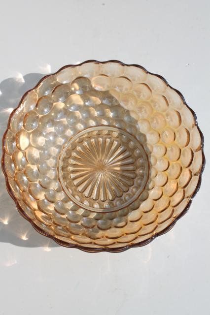 photo of vintage Anchor Hocking bubble glass bowls set, iridescent marigold luster #4