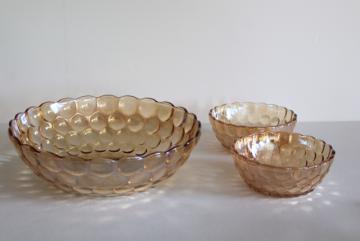 catalog photo of vintage Anchor Hocking bubble pattern berry bowls, copper tint iridescent peach luster