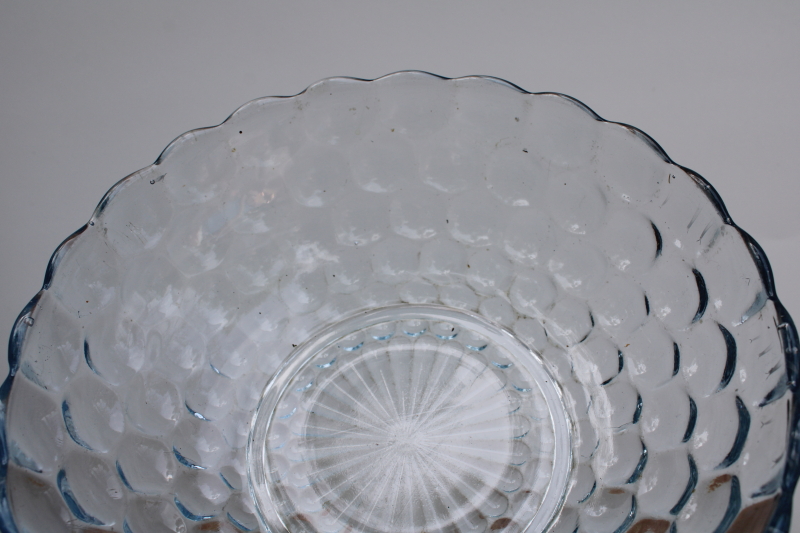 photo of vintage Anchor Hocking bubble pattern bowl, pale blue sapphire depression glass #2