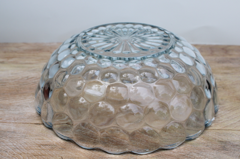 photo of vintage Anchor Hocking bubble pattern bowl, pale blue sapphire depression glass #3