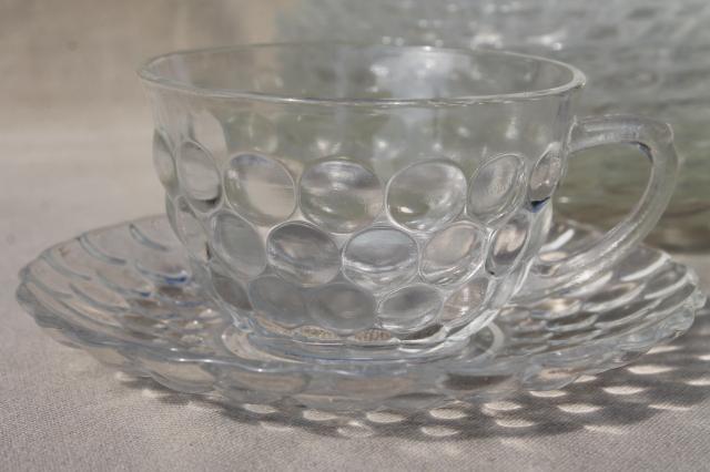 photo of vintage Anchor Hocking bubble pattern clear depression glass dinnerware set for 4 #2