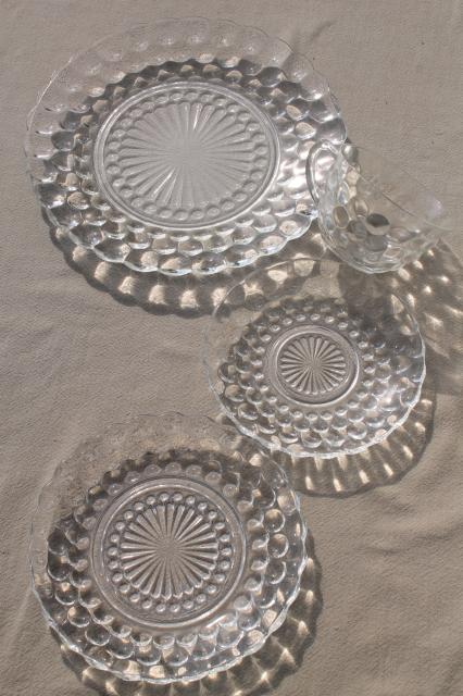 photo of vintage Anchor Hocking bubble pattern clear depression glass dinnerware set for 4 #4