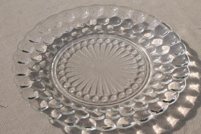 photo of vintage Anchor Hocking bubble pattern clear depression glass dinnerware set for 4 #5