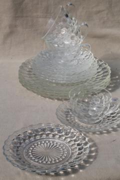 catalog photo of vintage Anchor Hocking bubble pattern clear depression glass dinnerware set for 4