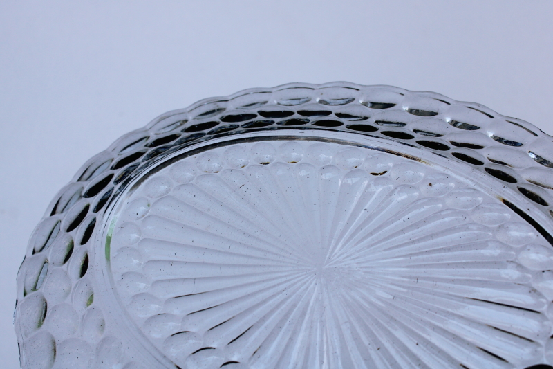 photo of vintage Anchor Hocking bubble pattern platter, pale blue sapphire depression glass #3