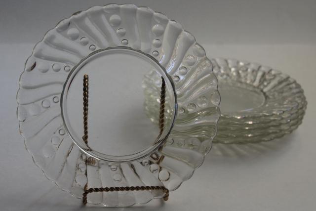 photo of vintage Anchor Hocking burple bubble spiral band pressed glass salad plates set #1