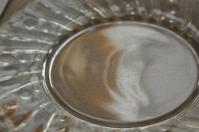 photo of vintage Anchor Hocking burple bubble spiral band pressed glass salad plates set #4